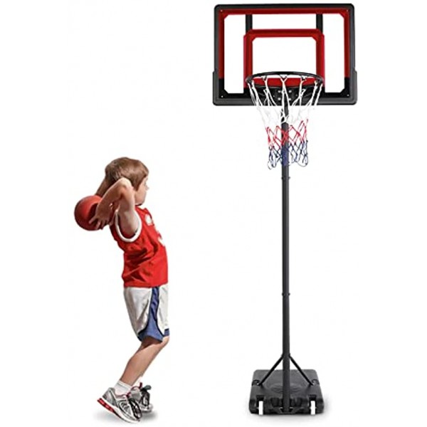 Basketball Hoop for Kids Outdoor Basketball Goal,5.5FT -7FT High Adjustable Basketball System,33.5" Backboard &15 inch Rim