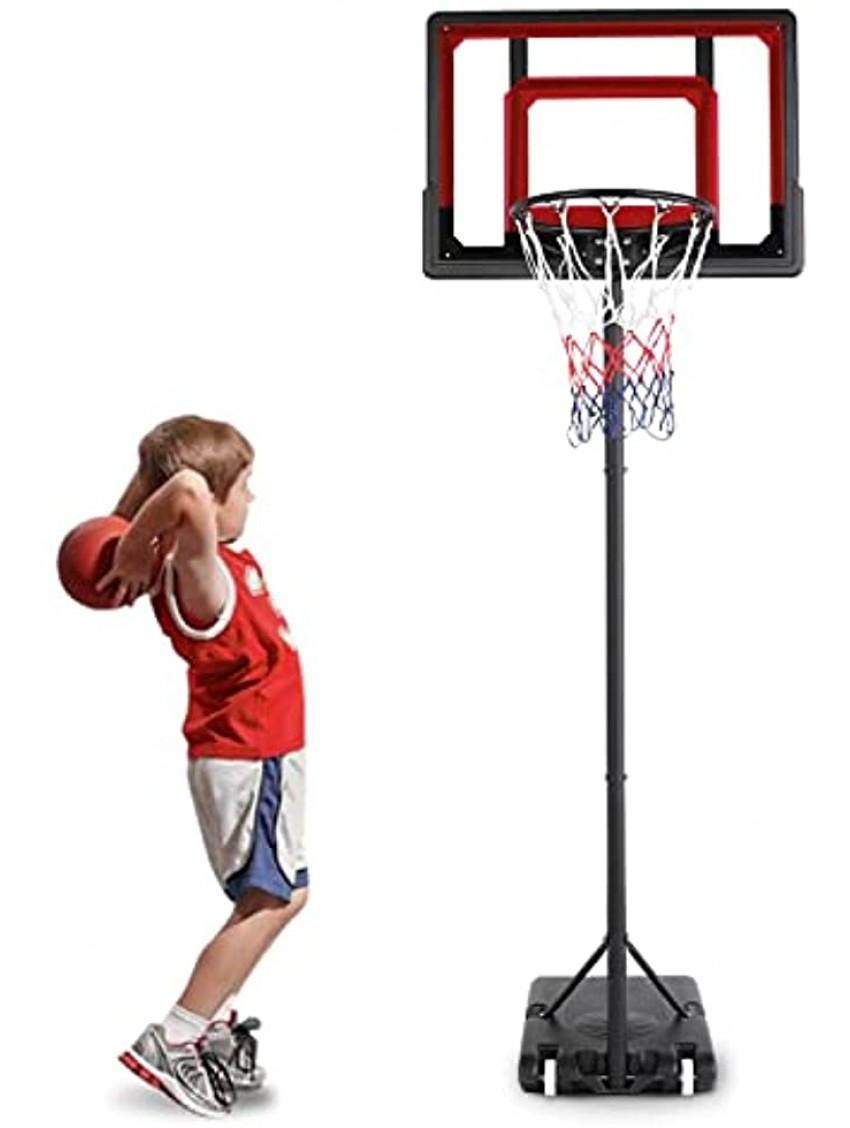 Basketball Hoop for Kids Outdoor Basketball Goal,5.5FT -7FT High Adjustable Basketball System,33.5" Backboard &15 inch Rim