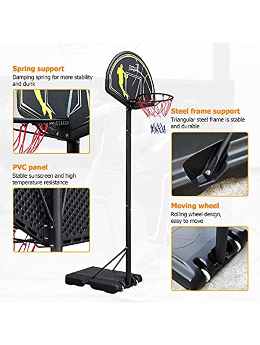 Charque Portable Basketball Hoop Goal System 7.5-10ft Height Adjustable with 44in Basketball Backboard for Kids Adults Indoor Outdoor with Wheels