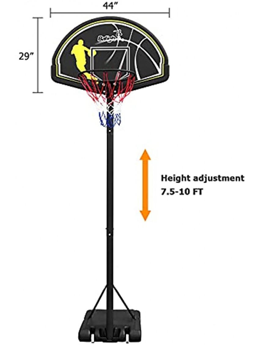 Charque Portable Basketball Hoop Goal System 7.5-10ft Height Adjustable with 44in Basketball Backboard for Kids Adults Indoor Outdoor with Wheels