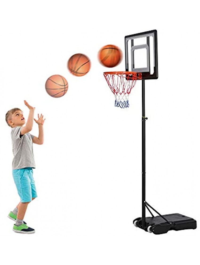 DC DICLASSE Basketball Hoop for Kids Grow with Kids Adjustable Height 5Ft – 6.8Ft Basketball Portable Hoops & Goals w Wheels Indoor Outdoor Basketball Goal Stable Construction