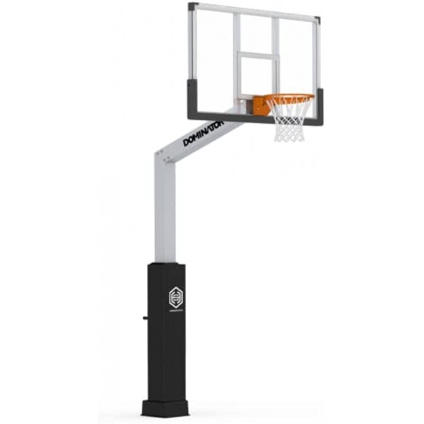 Dominator Outdoor Inground Basketball Hoop Premium Rust-Proof Adjustable Goal Aluminum Build with 72" Tempered Glass Backboard and 4 Foot Over-Hang Arm…