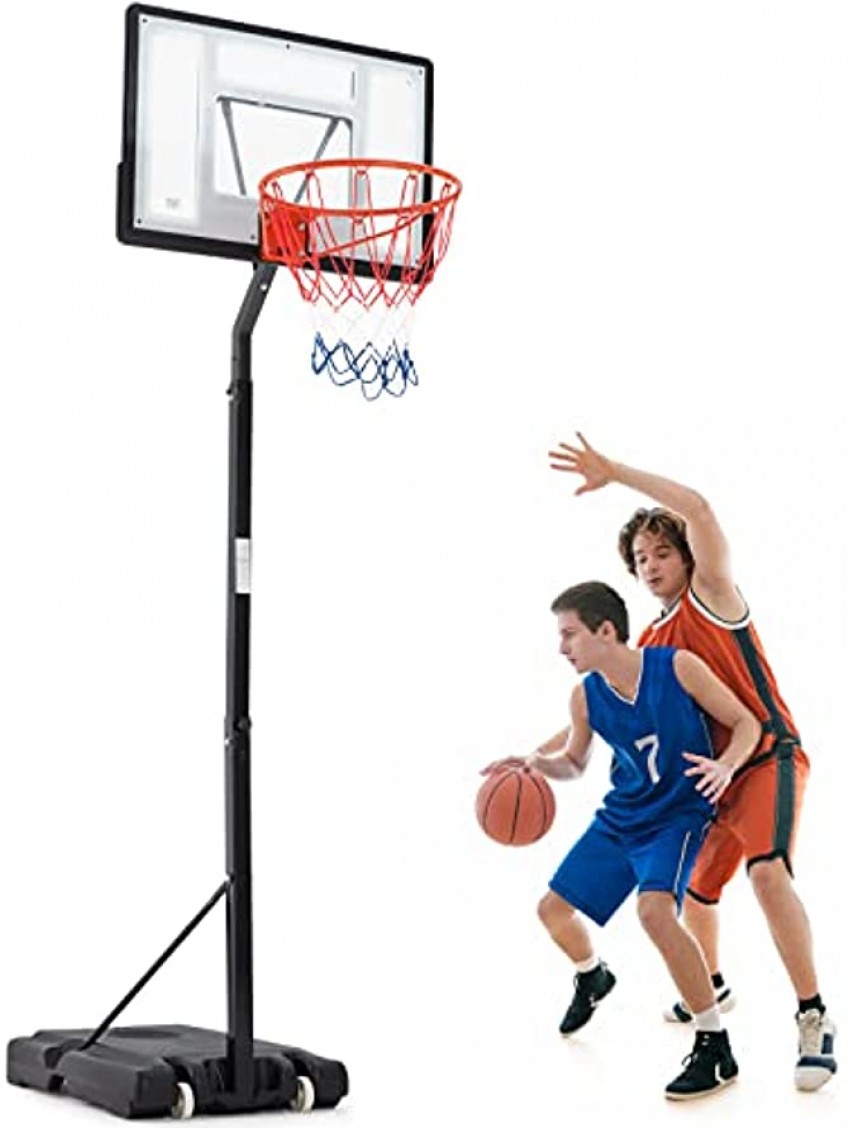 ECOTOUGE Portable Basketball Hoop & Goal Adjustable Height with Backboard Wheels Strong Base for Adults Teenagers to Indoor or Outdoor Activity Game Use