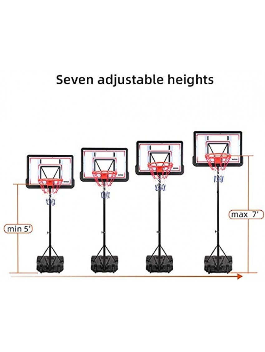 FCH Kids Portable Basketabll Hoop Height Adjustable 6.5FT-8FT Basketball Stand System with 32 X 23 PVC Backbord 2 Nets Indoor Outdoor Basketball Court