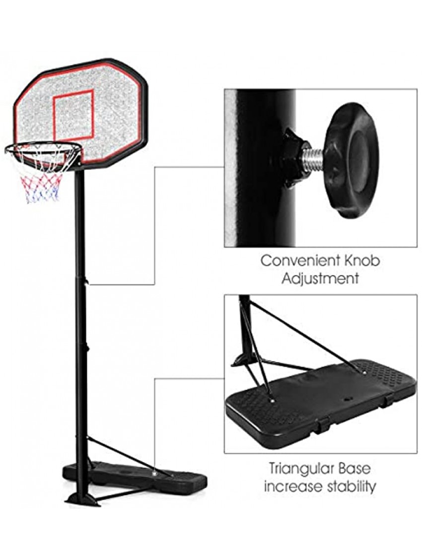 Giantex Portable Basketball Hoop 10 Ft Indoor Outdoor Adjustable Height 6.5'-10' 43 Inch Backboard Basketball Hoop for Kids Adults