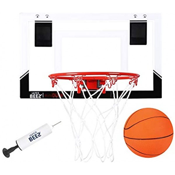 JAPER BEES Pro Mini Basketball Hoop Over The Door & Wall Mount Indoor Basketball Hoop w Shatterproof Backboard