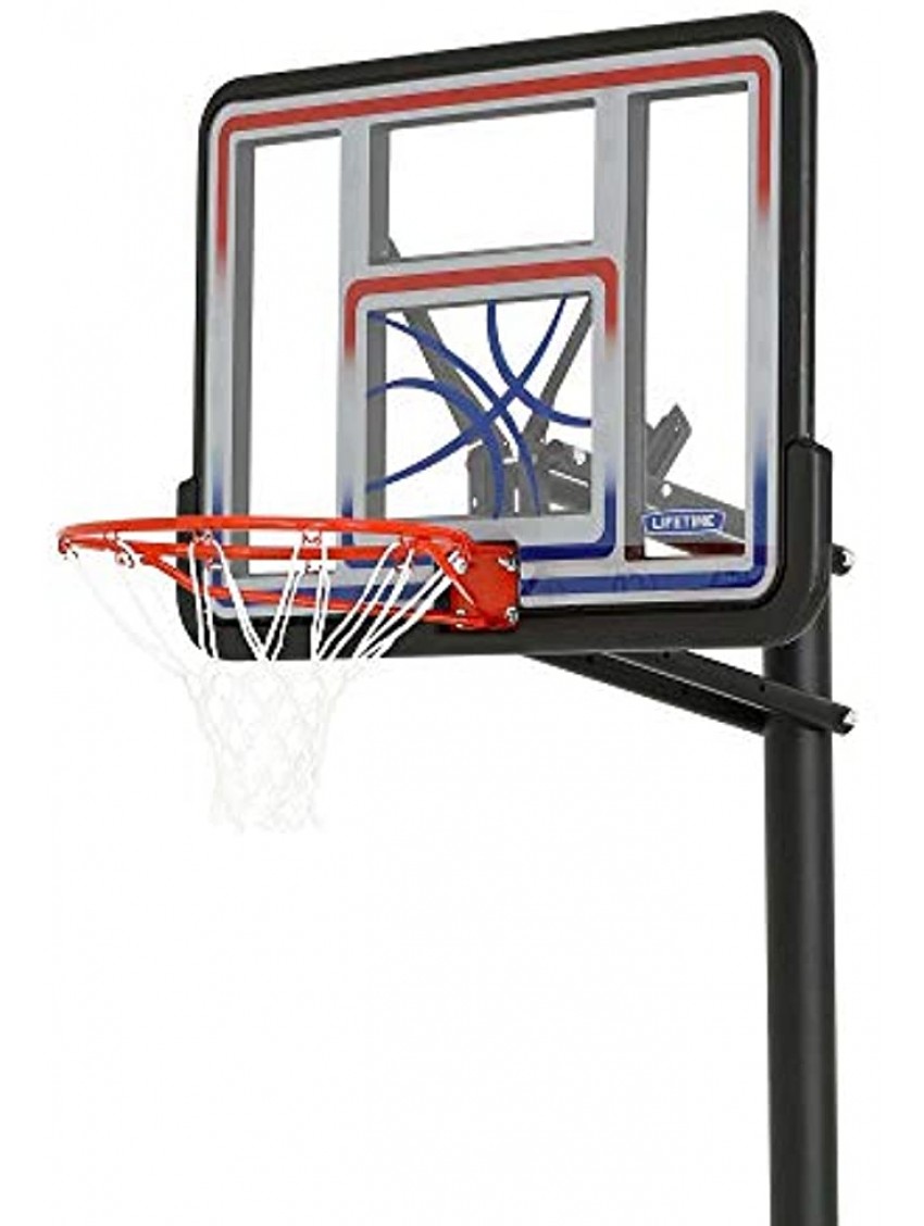 Lifetime 1008 Adjustable In-Ground Basketball Hoop 44-Inch Backboard Red White Blue