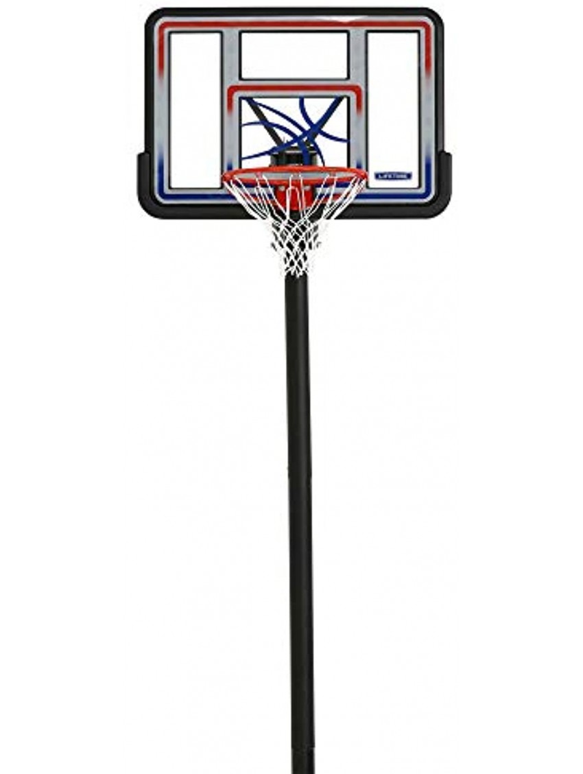 Lifetime 1008 Adjustable In-Ground Basketball Hoop 44-Inch Backboard Red White Blue