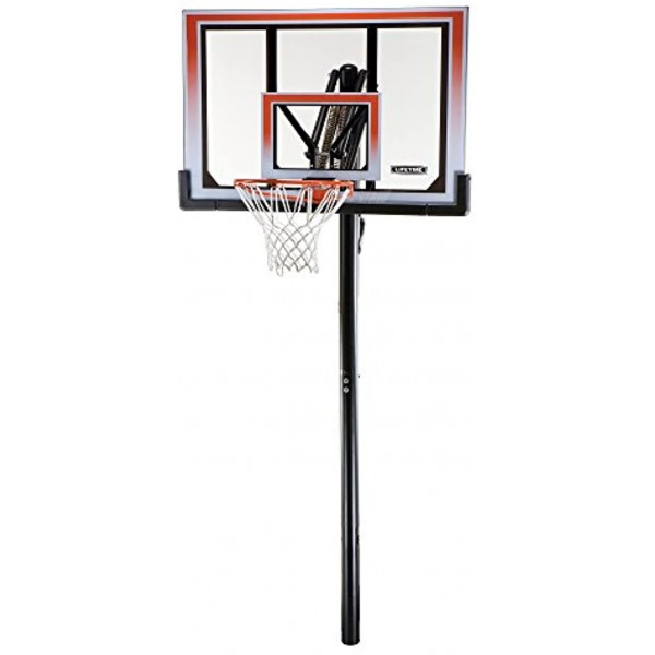 Lifetime In-Ground Basketball Hoop with 50 Inch Steel-Framed Shatterproof Backboard Heavy Duty Slam-It Rim 3-Piece Steel Pole Action Grip Adjustment Mechanism