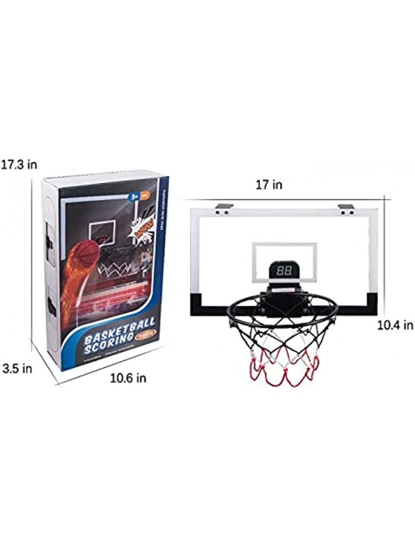 Navaii Basketball Hoop Indoor Mini Basketball Hoop with Electronic Scoreboard Manual Scoreboard Support Multiplayer PVP Games 3 Balls Basketball Sticker Shatter Resistant for Dunking 17x10