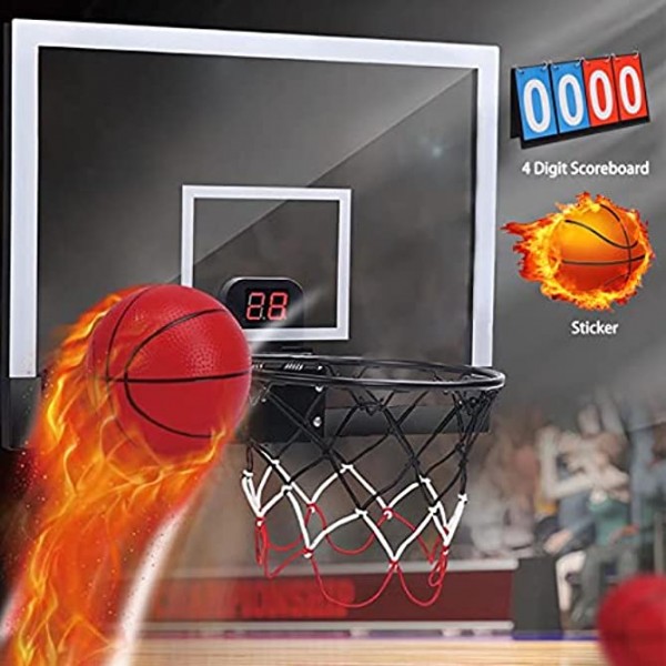 Navaii Basketball Hoop Indoor Mini Basketball Hoop with Electronic Scoreboard Manual Scoreboard Support Multiplayer PVP Games 3 Balls Basketball Sticker Shatter Resistant for Dunking 17"x10"