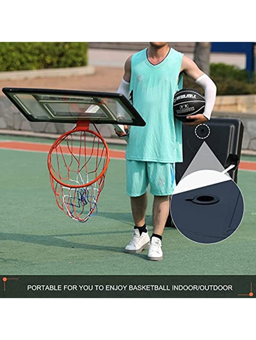 Portable Basketball Hoop Goal Height Adjustable 7 FT to 10 FT with 32 Inch PVC Backboard and Strong Base Stainless Steel Bracket for Kids & Adults Indoor Outdoor Equipment