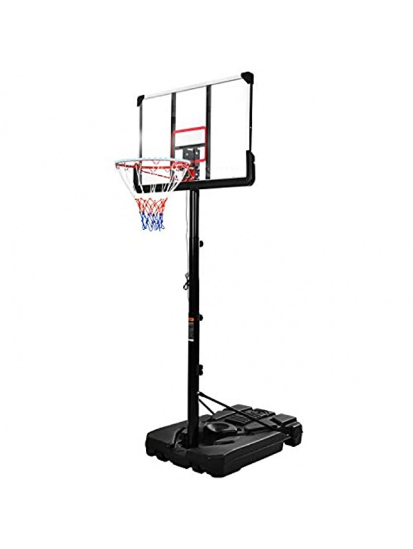 Recaceik Portable Basketball Hoop Goal System 6.6-10ft Height Adjustment Basketball Hoop with LED Basketball Goal Lights Waterproof Basketball Backboard for Indoor Outdoor Sports White
