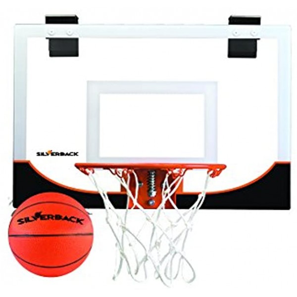 Silverback 18" Over the Door Mini Basketball Hoop Set with Shatterproof Backboard Perfect for Home or Office