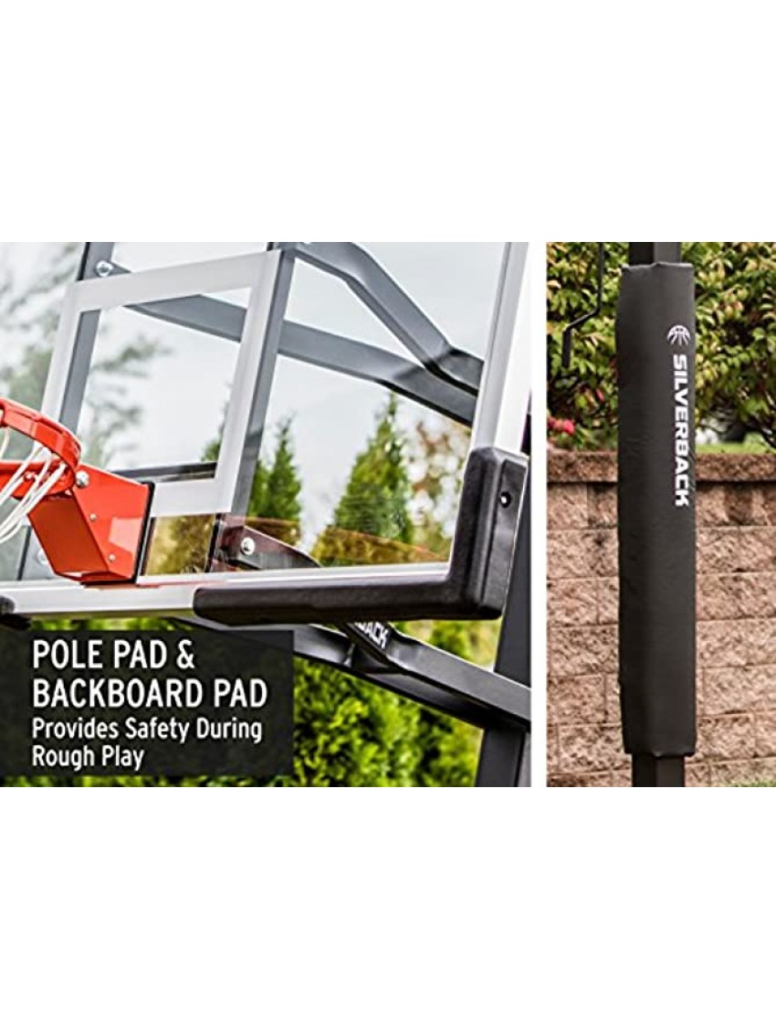 Silverback In-Ground Basketball Hoop with Adjustable-Height Tempered Glass Basketball Goal Backboard