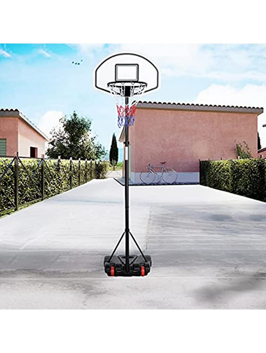 Topeakmart 6.4-8.2ft Height Adjustable Basketball Hoop System,Basketball Goals Indoor Outdoor for Youth w Wheels & Water Sand Filled Base,28.7 in Backboard