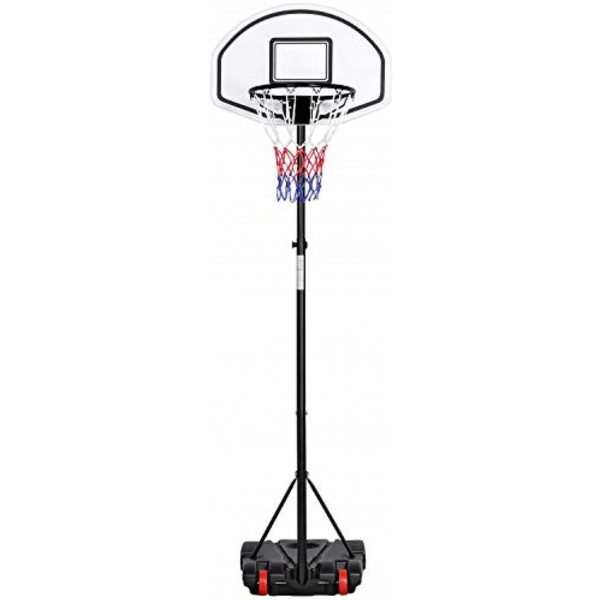 Topeakmart 6.4-8.2ft Height Adjustable Basketball Hoop System,Basketball Goals Indoor Outdoor for Youth w  Wheels & Water Sand Filled Base,28.7 in Backboard