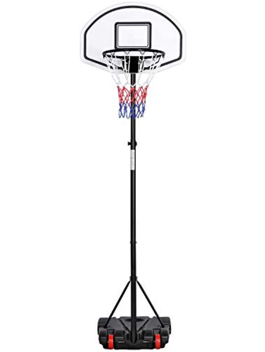 Topeakmart 6.4-8.2ft Height Adjustable Basketball Hoop System,Basketball Goals Indoor Outdoor for Youth w  Wheels & Water Sand Filled Base,28.7 in Backboard