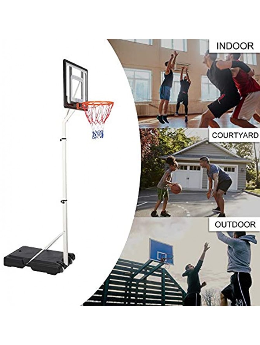 Vilobos Basketball Hoop & Goal for Youth Kids Height Adjustable Portable Basketball System with Wheels Indoor Outdoor Use