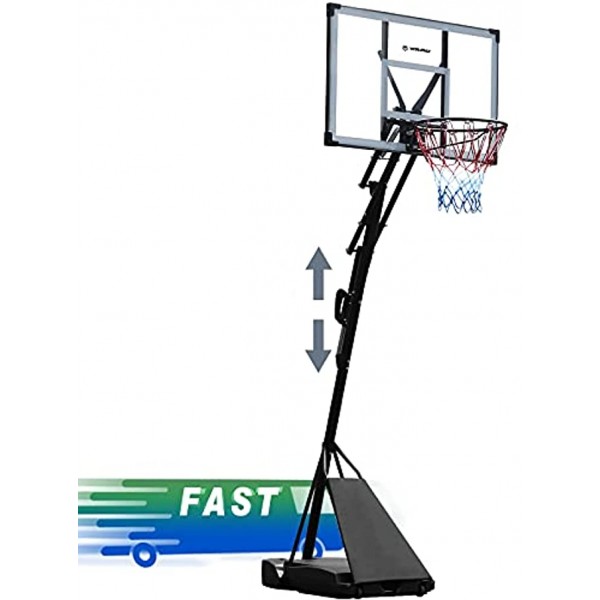 WIN.MAX Portable Basketball Hoops & Goal Outdoor Basketball Equipment Height Adjustable 8 FT to 10 FT 44 Inch Premium PC Backboard with Wheels for Youth Kids & Adults Outside Indoor Use PC