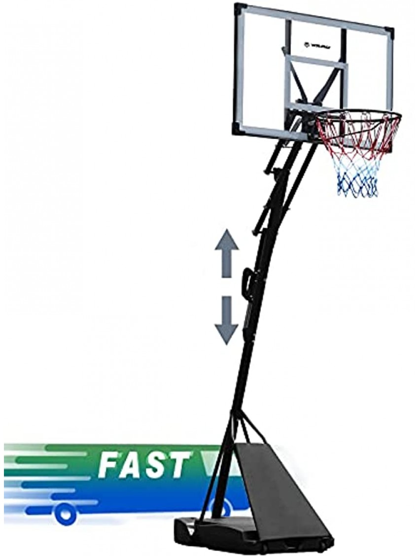 WIN.MAX Portable Basketball Hoops & Goal Outdoor Basketball Equipment Height Adjustable 8 FT to 10 FT 44 Inch Premium PC Backboard with Wheels for Youth Kids & Adults Outside Indoor Use PC