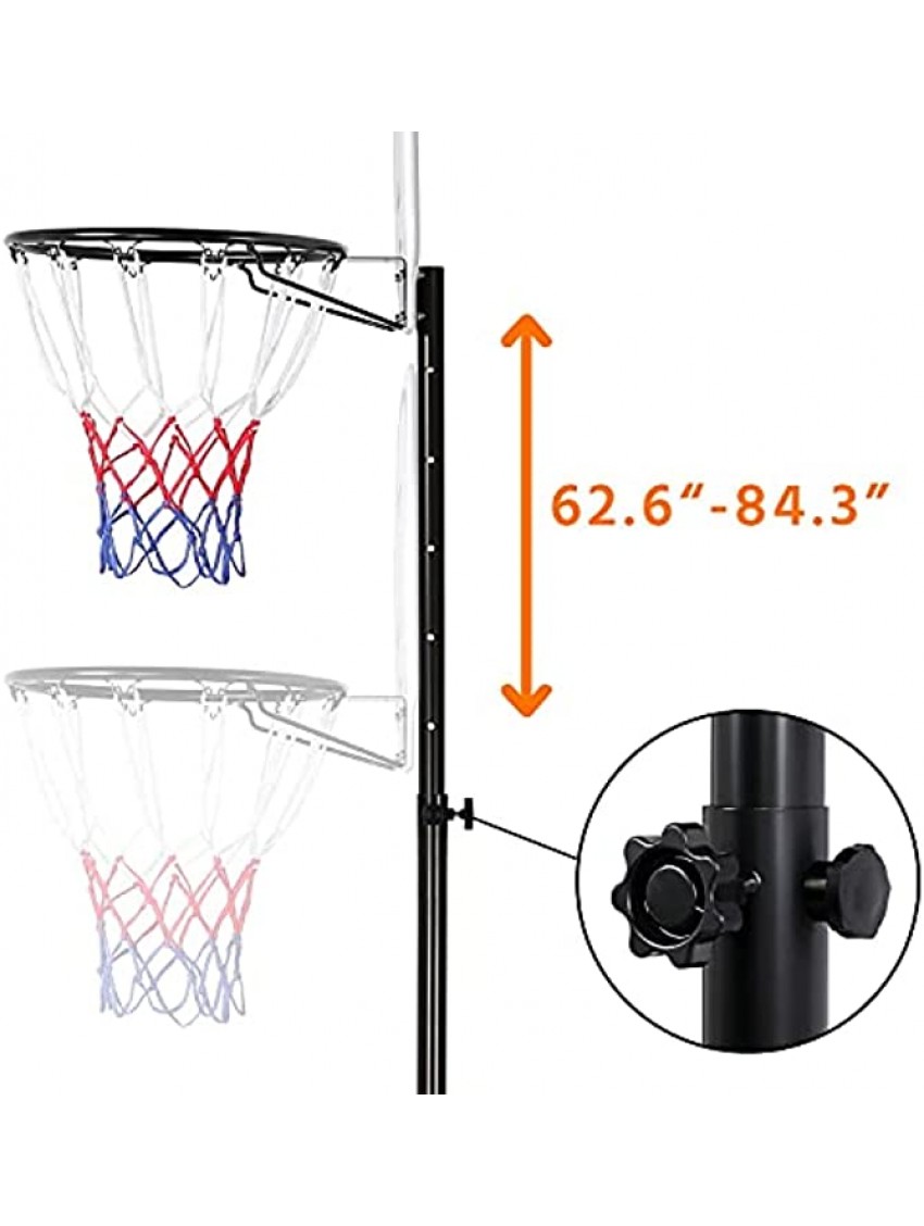 Yaheetech Basketball Portable Hoops & Goals,5.2-7ft Height-Adjustable Basketball Hoop System for Youth Indoor Outdoor w 2 Wheels & Fillable Base,Black Red