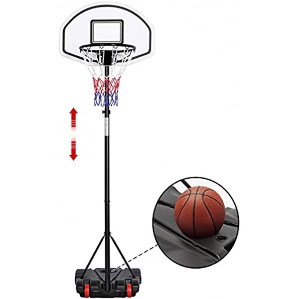 Yaheetech Basketball Portable Hoops & Goals,5.2-7ft Height-Adjustable Basketball Hoop System for Youth Indoor Outdoor w  2 Wheels & Fillable Base,Black Red
