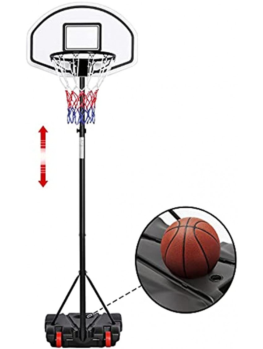 Yaheetech Basketball Portable Hoops & Goals,5.2-7ft Height-Adjustable Basketball Hoop System for Youth Indoor Outdoor w  2 Wheels & Fillable Base,Black Red