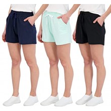 3 Pack: Athletic Lounge Shorts for Women Jogging Workout Yoga Sweat Shorts with Pockets Available in Plus Size
