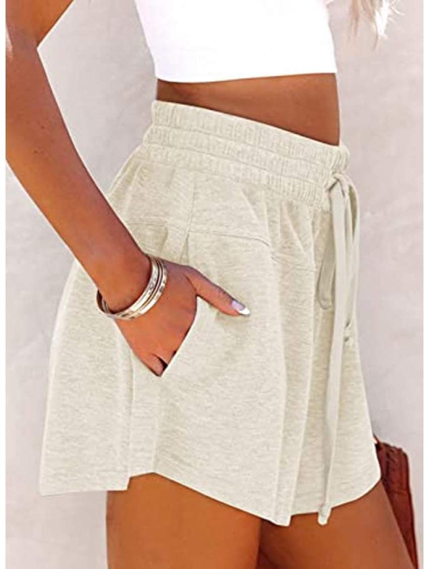 Acelitt Womens Summer Casual Comfy Soft Drawstring Elastic Waist Sweat Shorts,S-XXL