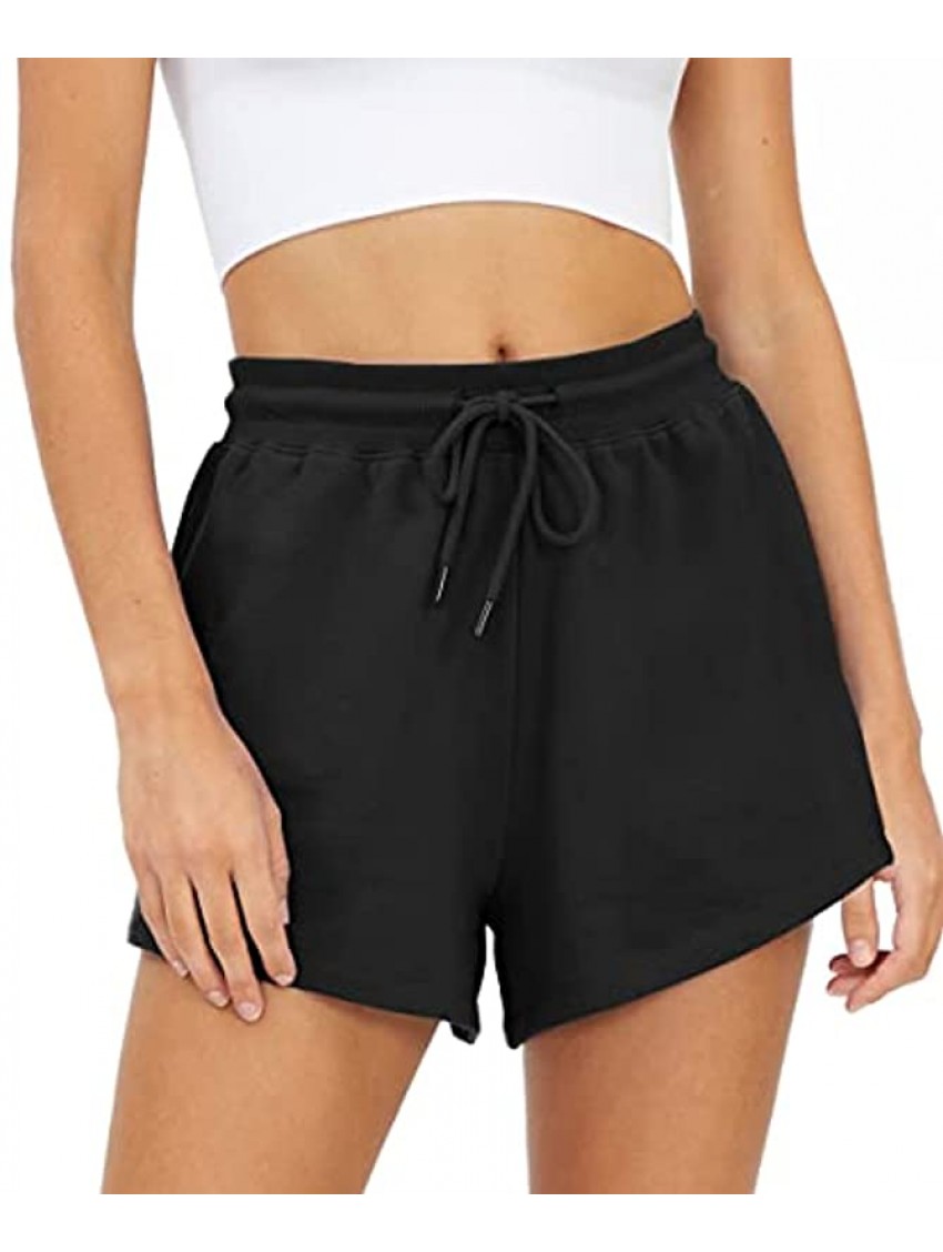 AUTOMET Womens Sweat Shorts Casual Summer Athletic Shorts Elastic Comfy Shorts High Waist Pockets Running Shorts