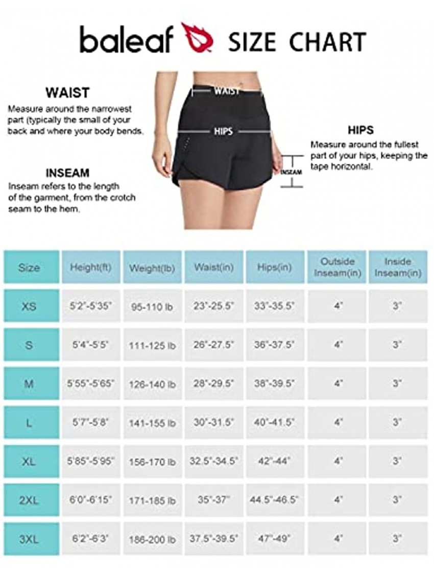 BALEAF Women's 2 in 1 Running Athletic Shorts with Liner Lightweight Quick-Dry Workout Active Yoga Shorts with Pockets