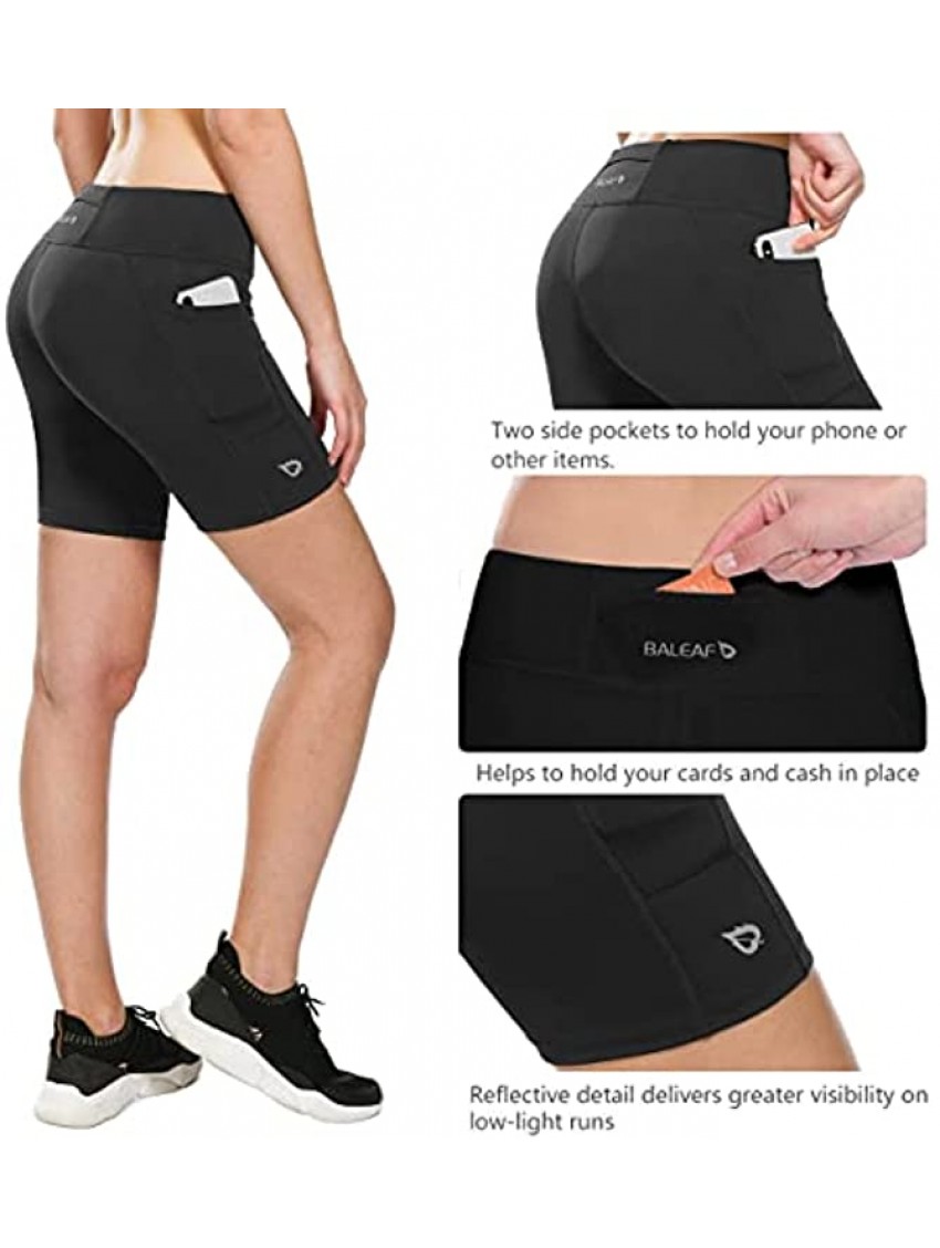 BALEAF Women's 7 Compression Biker Shorts Pocket Yoga Spandex Running Workout