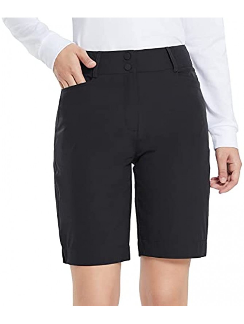BALEAF Women's Golf Shorts 9" Bermuda Long Short Knee Length Stretch with Pockets Golfing Apparel for Ladies