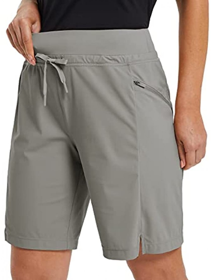 BALEAF Women's Hiking Cargo Shorts 9" Quick Dry Bermuda for Curvy Lightweight Long Knee Length Shorts w Pockets