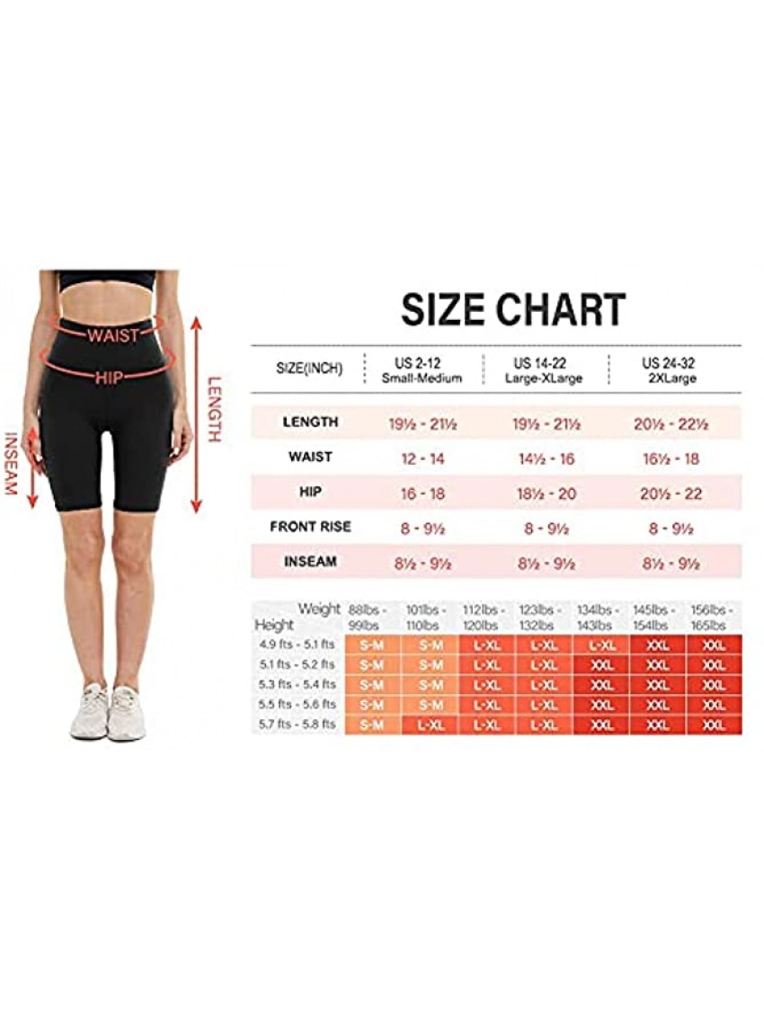 CAMPSNAIL 4 Pack Biker Shorts for Women – 8 High Waist Tummy Control Workout Yoga Running Compression Exercise Shorts
