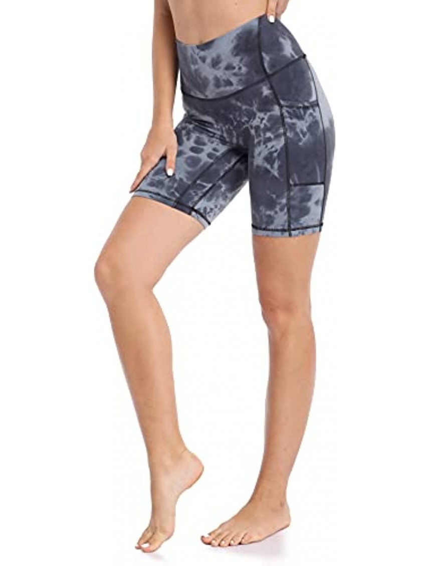 Colorfulkoala Women's High Waisted Seamless Biker Shorts with Pockets 8 Inseam Workout & Yoga Tights