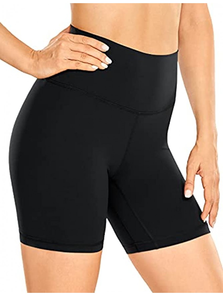 CRZ YOGA Women's Brushed Naked Feeling Workout Shorts 4'' 6'' Inches High Waist Matte Biker Shorts Athletic Tight Shorts