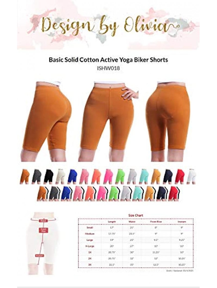Design by Olivia Women's Basic Solid Cotton Active Yoga Biker Shorts