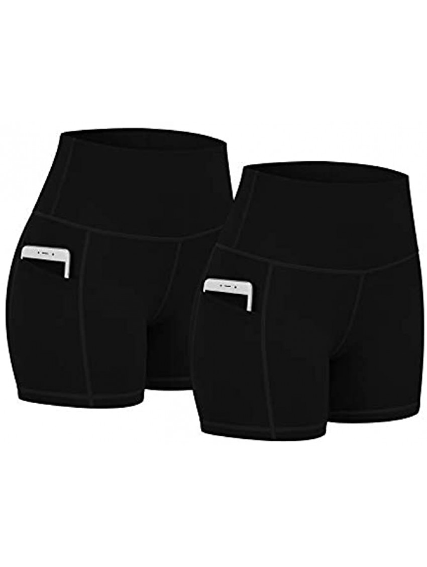 Fengbay 2 Pack 8"  5" Biker Shorts for Women with Pockets High Waist Workout Shorts for Women Compression Yoga Shorts
