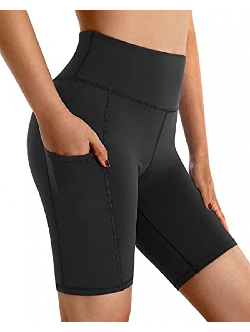 G4Free Womens Biker Yoga Shorts with Pockets High Waist Compression Running Workout Spandex Shorts 3" 8"