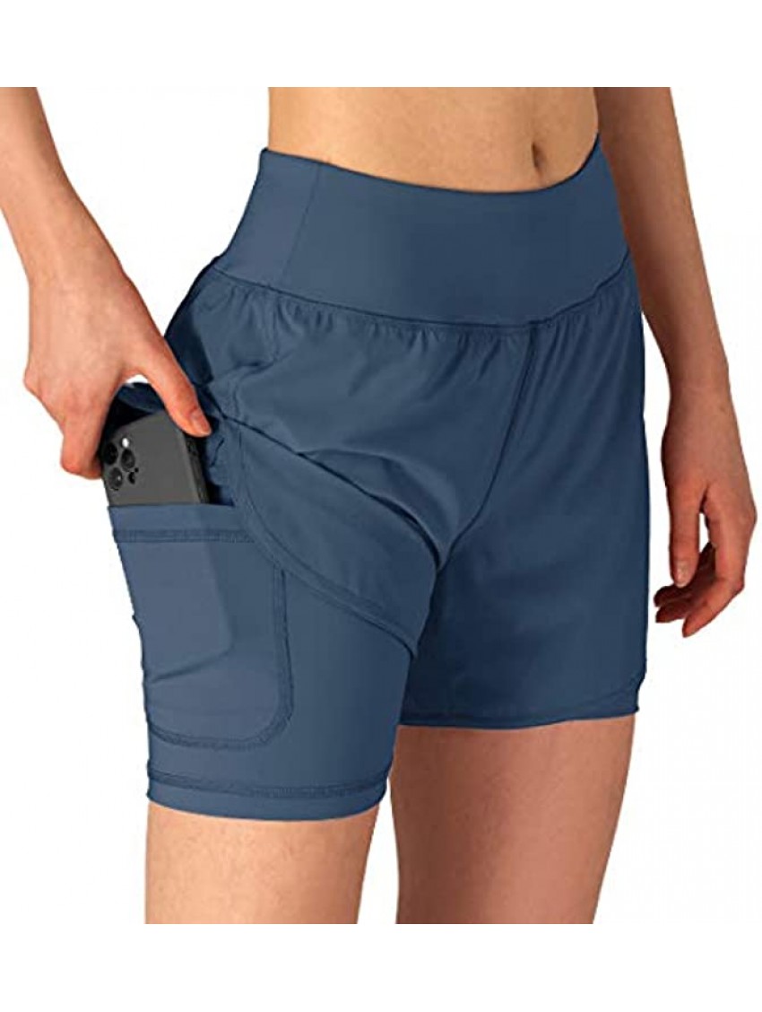 Gopune Women's 2 in 1 Running Shorts Workout Athletic Gym Yoga Shorts Liner