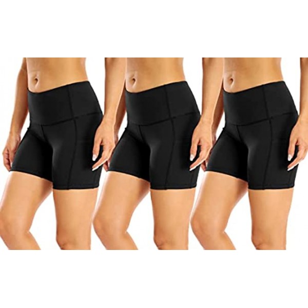 High Waist Out Pocket Yoga Short 8" 5" Tummy Control Workout Running Athletic Non See-Through Active Shorts