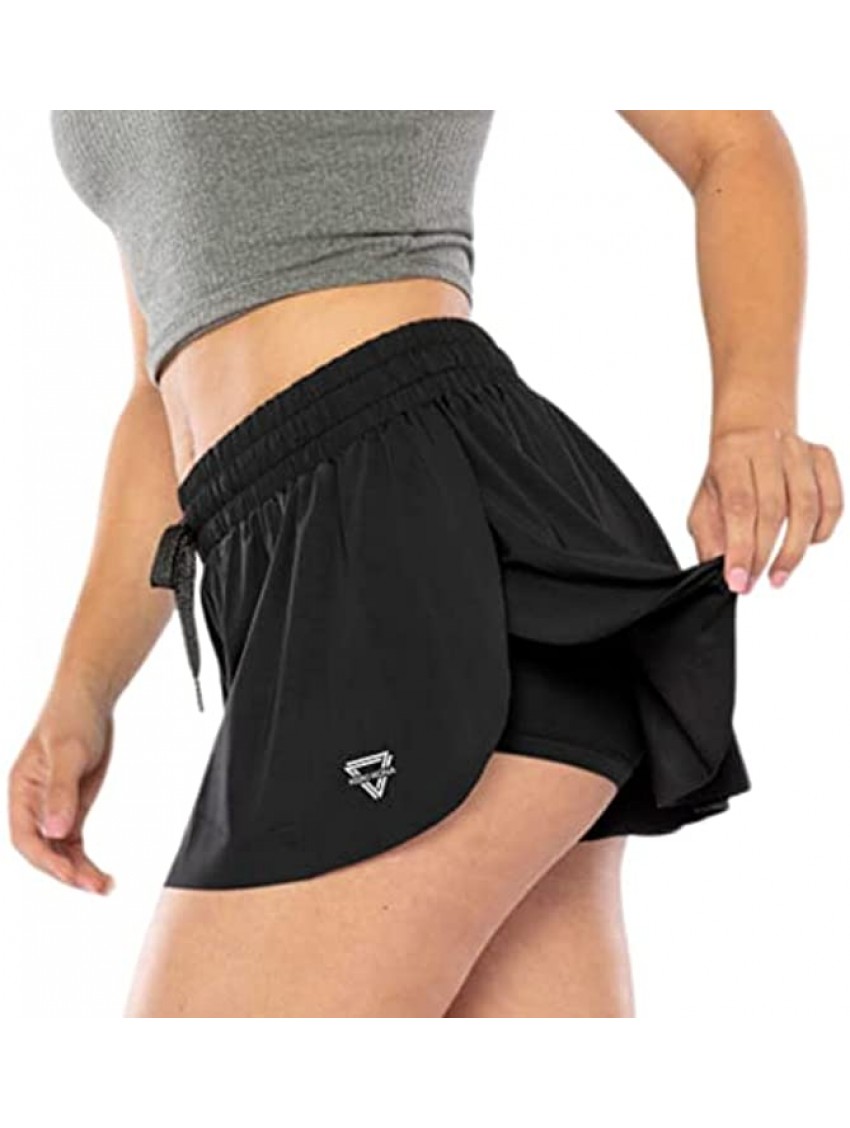 KEIKI KONA 2-in-1 Flowy Fitness Shorts Quick Dry Comfortable Workout Shorts with Drawstring