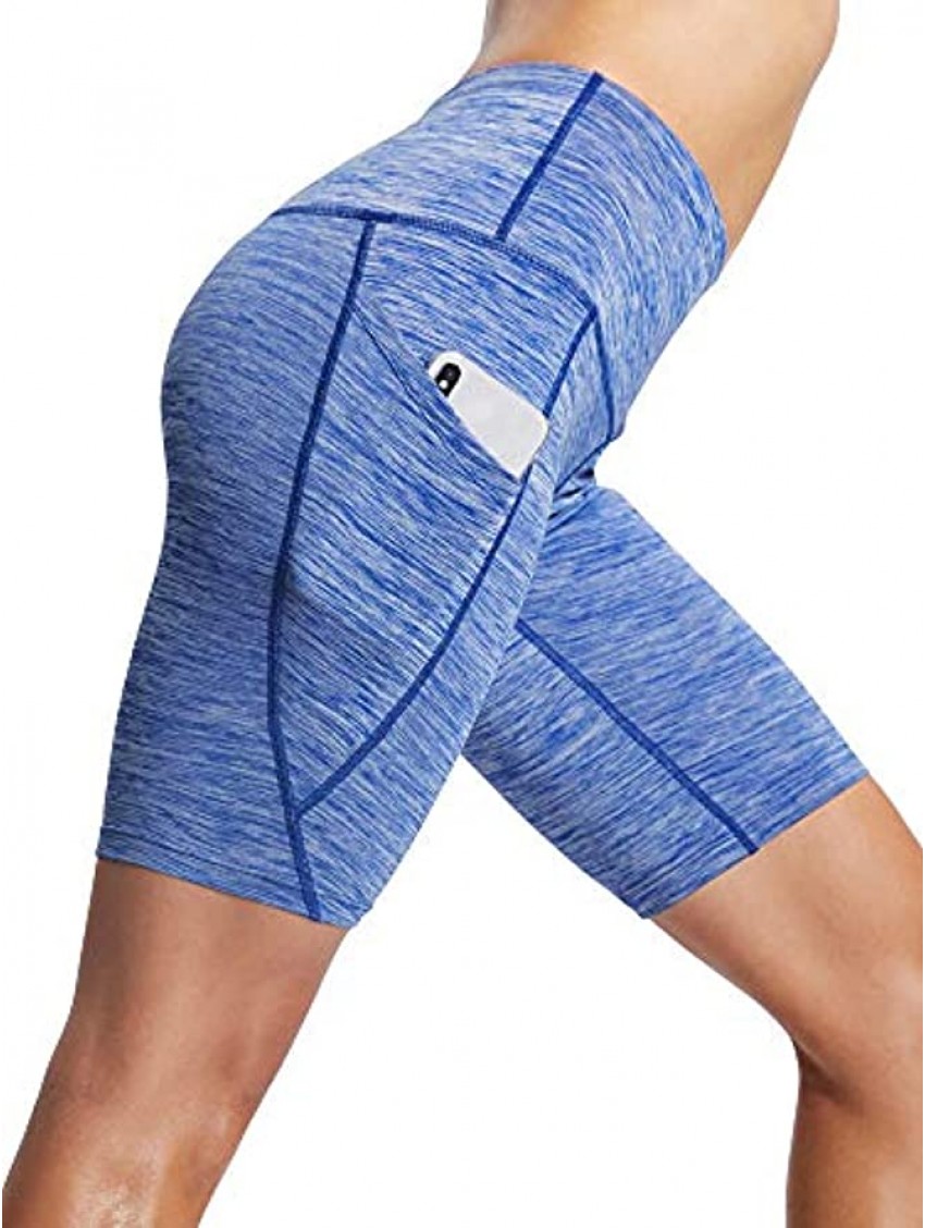 Neleus Women's High Waist Yoga Shorts Tummy Control Workout Running Compression Shorts with Pocket