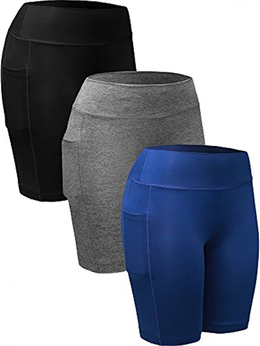 Neleus Women's Workout Compression Yoga Shorts with Pocket