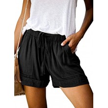 OURS Womens Summer Beach Shorts Elastic Waist Drawstring Lightweight Pocketed Short Lounge Pants