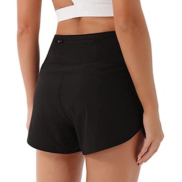 PERSIT Women's Quick Dry Running Athletic Shorts Sports Layer Lounge Elastic Waist with Back Zip Pocket & Inner Pocket