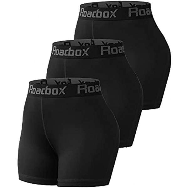 Roadbox Compression Shorts Women 3" Volleyball Shorts with Pockets Cool Dry for Running Workout Yoga Cycling Swimming Dance