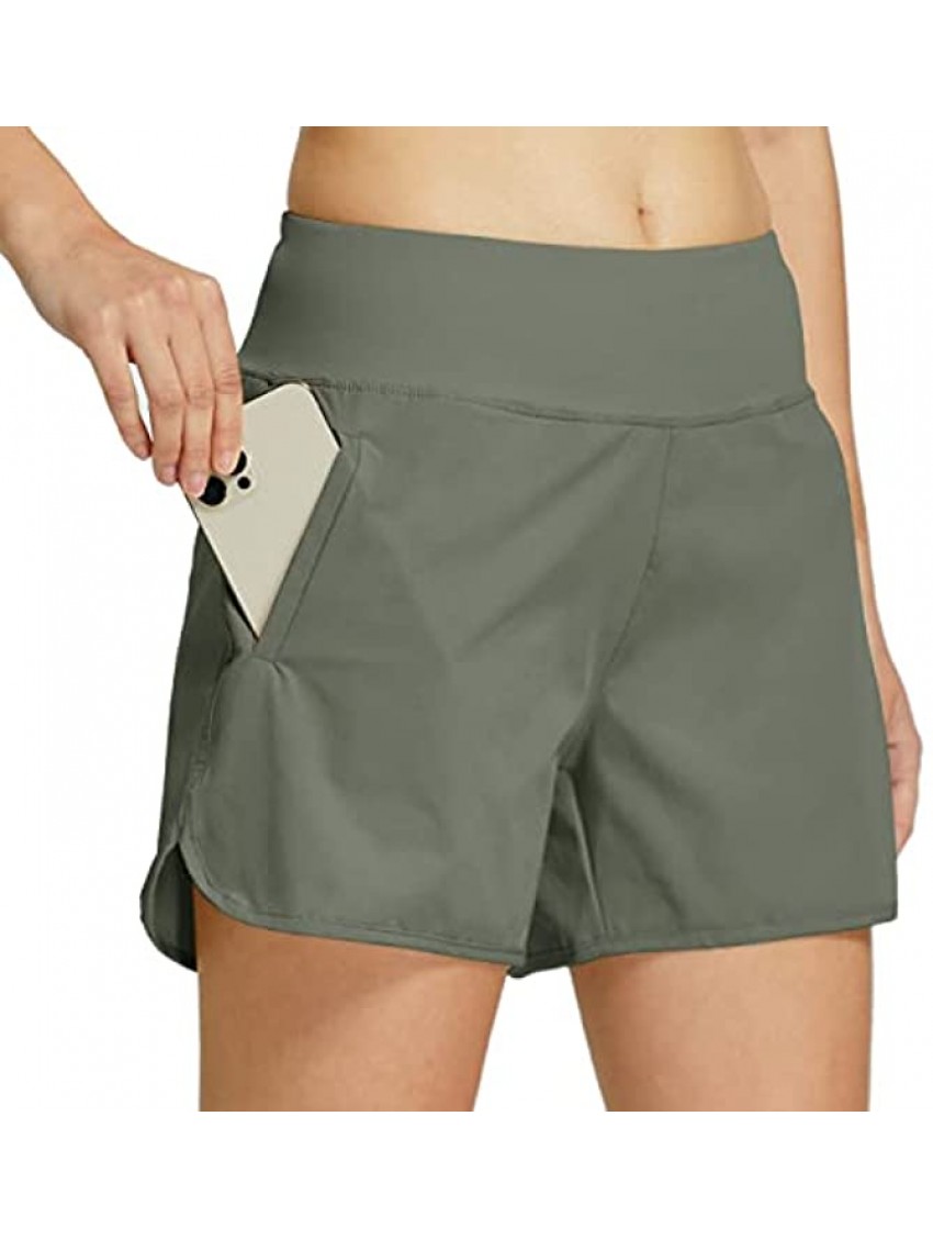 Willit Womens 4" Running Hiking Shorts Athletic Active Shorts with Liner Quick Dry Sports Shorts Zipper Pocket